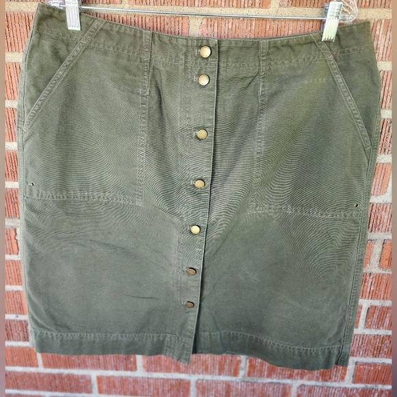 Lauren Ralph Lauren Dresses & Skirts - Lauren Ralph Lauren Olive Green Button Down Front Skirt Size 16W Vintage